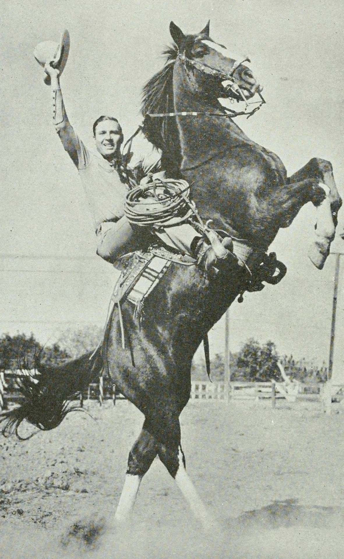 Gene Autry rides “Champ” in 1939. No restrictions. Wikimedia Commons.
