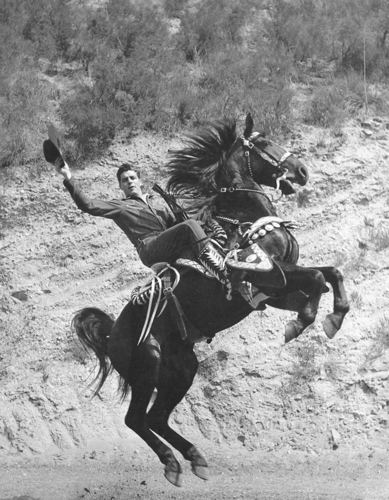 Oklahoma television and movie actor Dale Robertson was a genuine equestrian enthusiast who performed all his own stunts. Courtesy of a private collection.